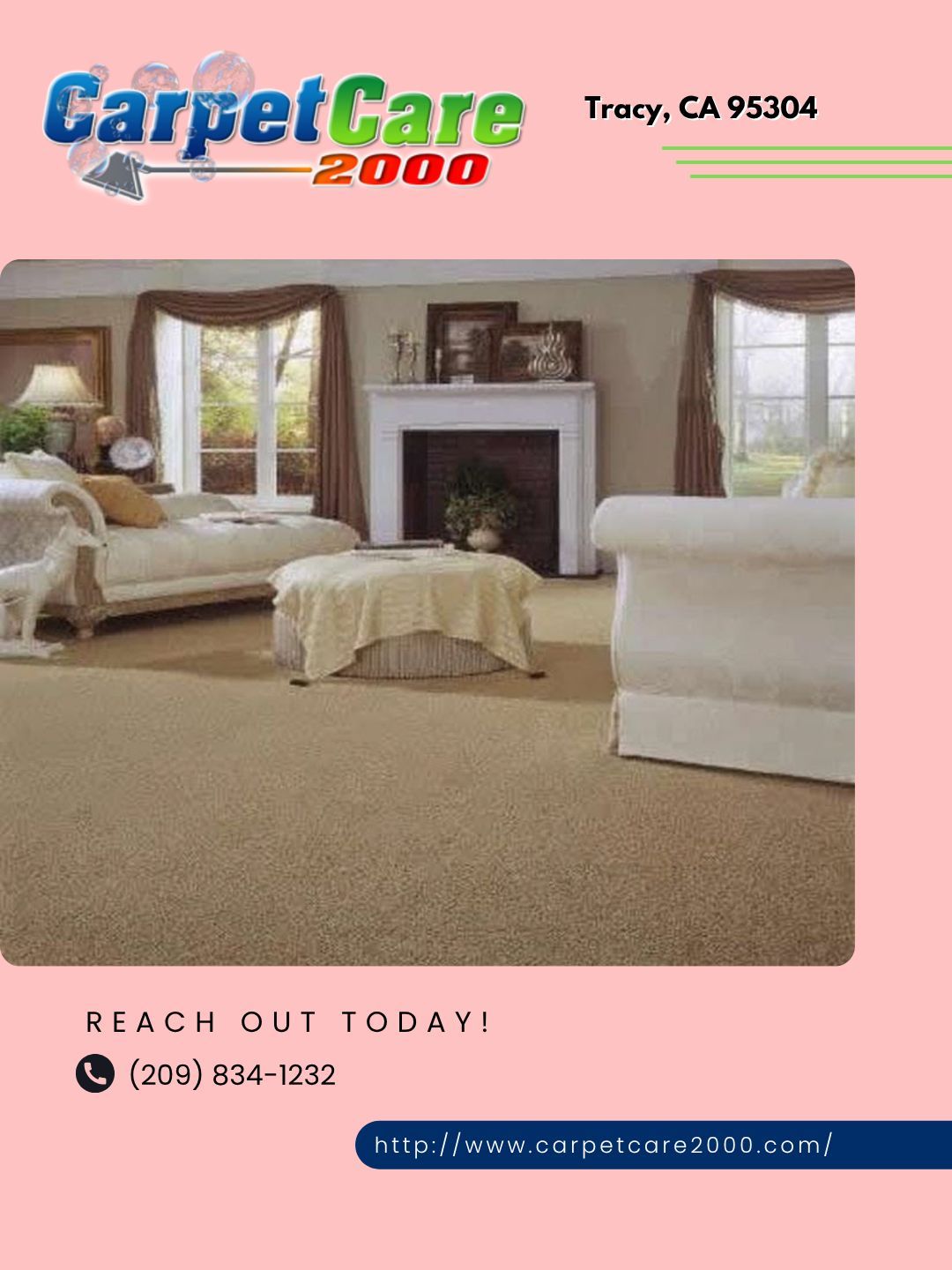 A cleaner home starts from the ground up. I provide residential carpet cleaning to freshen living spaces and improve your carpets' appearance. Call me today to reserve a service date.
#ResidentialCarpetCleaning #DeepFiberCare #Tracy
http://